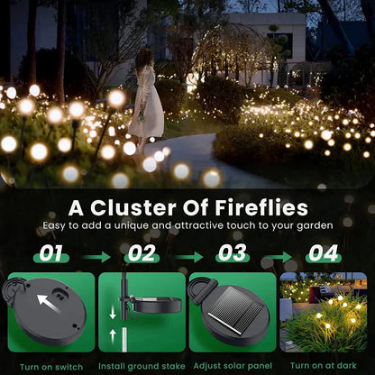12Pack Solar LED Starburst Firefly Lights – IP66 Waterproof Garden & Lawn Decoration