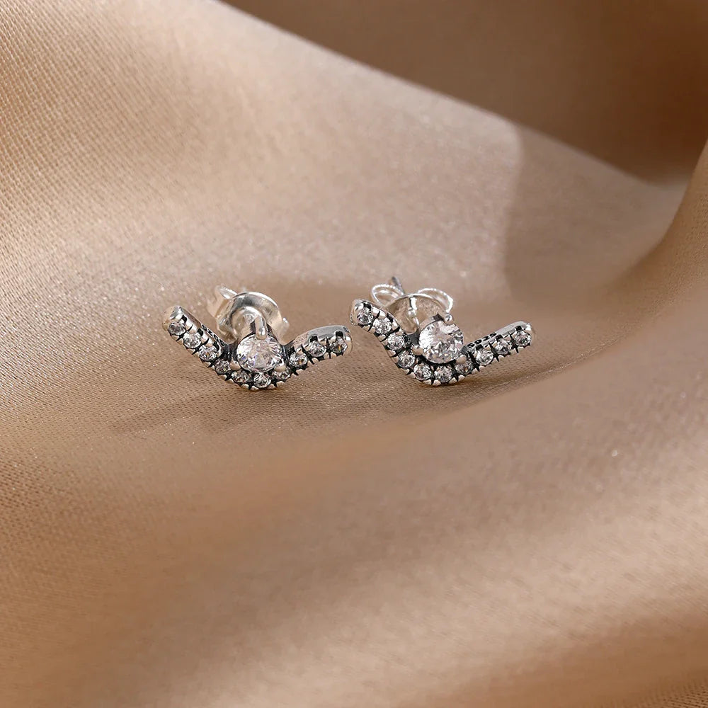 2026 New Fashion Hoop Earrings Set for Women | Ginkgo Leaf Enamel Flower Stud, Cute Crown Heart Zircon Earrings