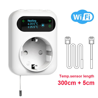 WiFi Digital Socket Thermostat Smart Tuya Plug Temperature Controller Programmable Countdown Timer Heating Cooling Alexa Google