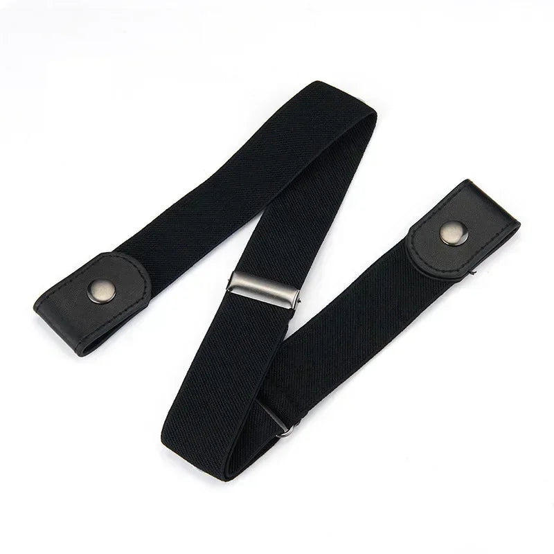 Canvas Elastic No-Buckle Adjustable Belt for Jeans – Invisible Waistband 33–45in (85–115cm) for Women & Men