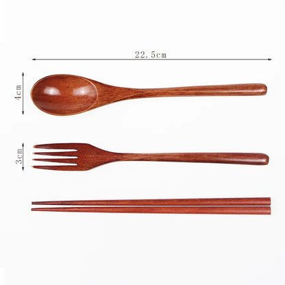Portable Wooden Cutlery Set | Eco-Friendly Travel Spoon Fork and Chopsticks Kit