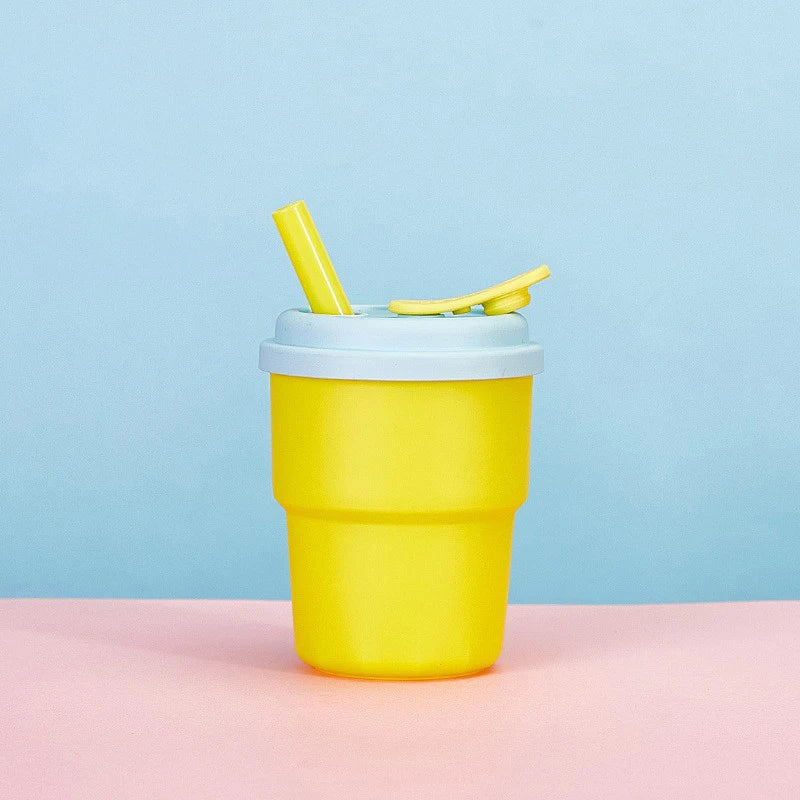400ml Silicone Coffee Mug with Lid and Straw | Leak-Proof Portable Travel Cup