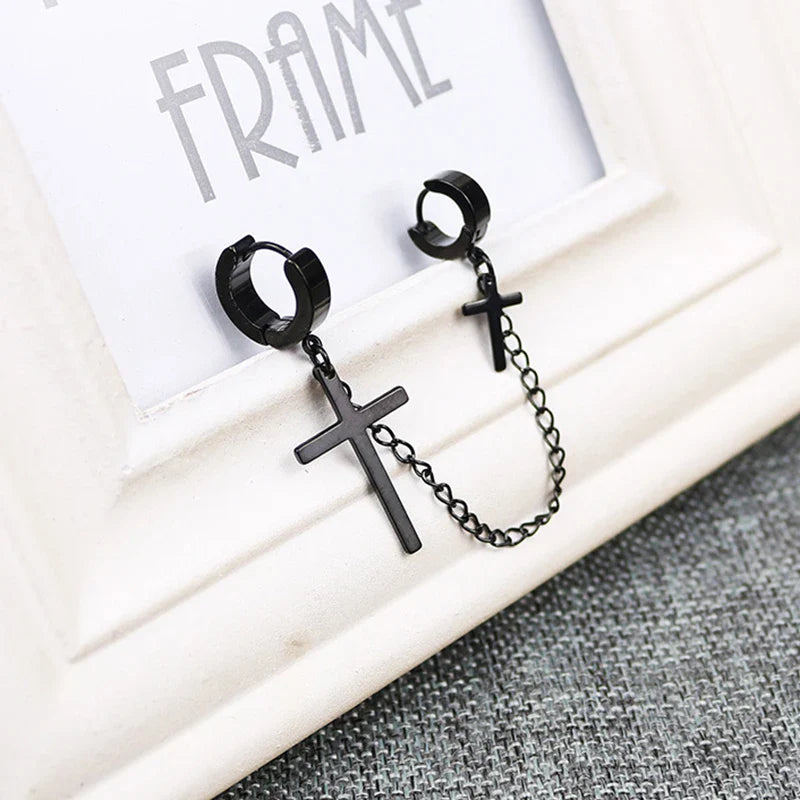 Punk Tassel Clip Earrings | Unisex Hip Hop Chain Hoop Ear Cuffs