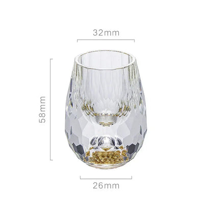 Luxury Crystal Glass Vodka  Sake Shochu Glass Bar Liqueur Double Bottom Gold Foil Glass Tea Cup High-end Gifts Hard Liquor