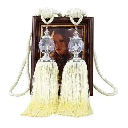 1Pair Tassel Curtain Tieback Crystal Bead Hanging Ball Tie Room Accessories Holder Buckle Rope Bandage Holdback Window Shade