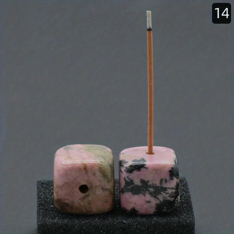 Natural Agate Stone Incense Holder | Square Wire Stick Incense Burner with Unique Pattern