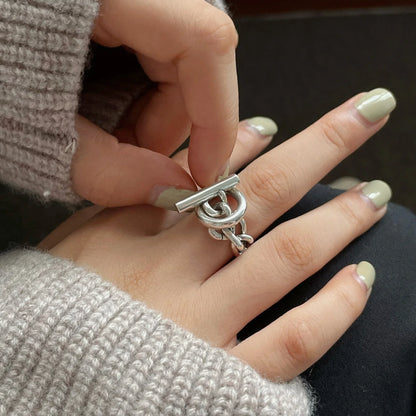 VENTFILLE 925 Sterling Silver Adjustable Rings | Vintage Hip Hop Couples Jewelry