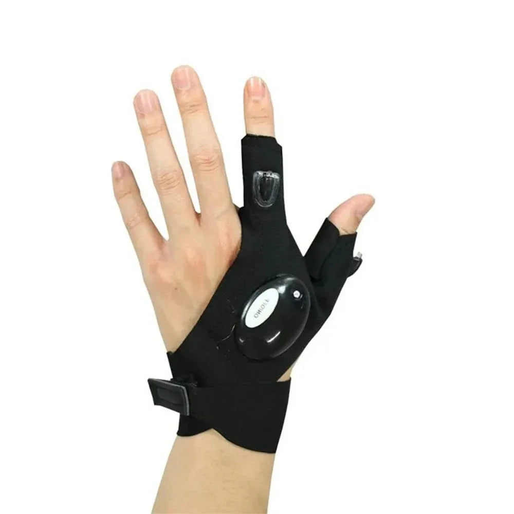 LED Flashlight Gloves | Waterproof Fingerless Illumination Gloves for Running, Cycling, Camping, Hiking, Rescue