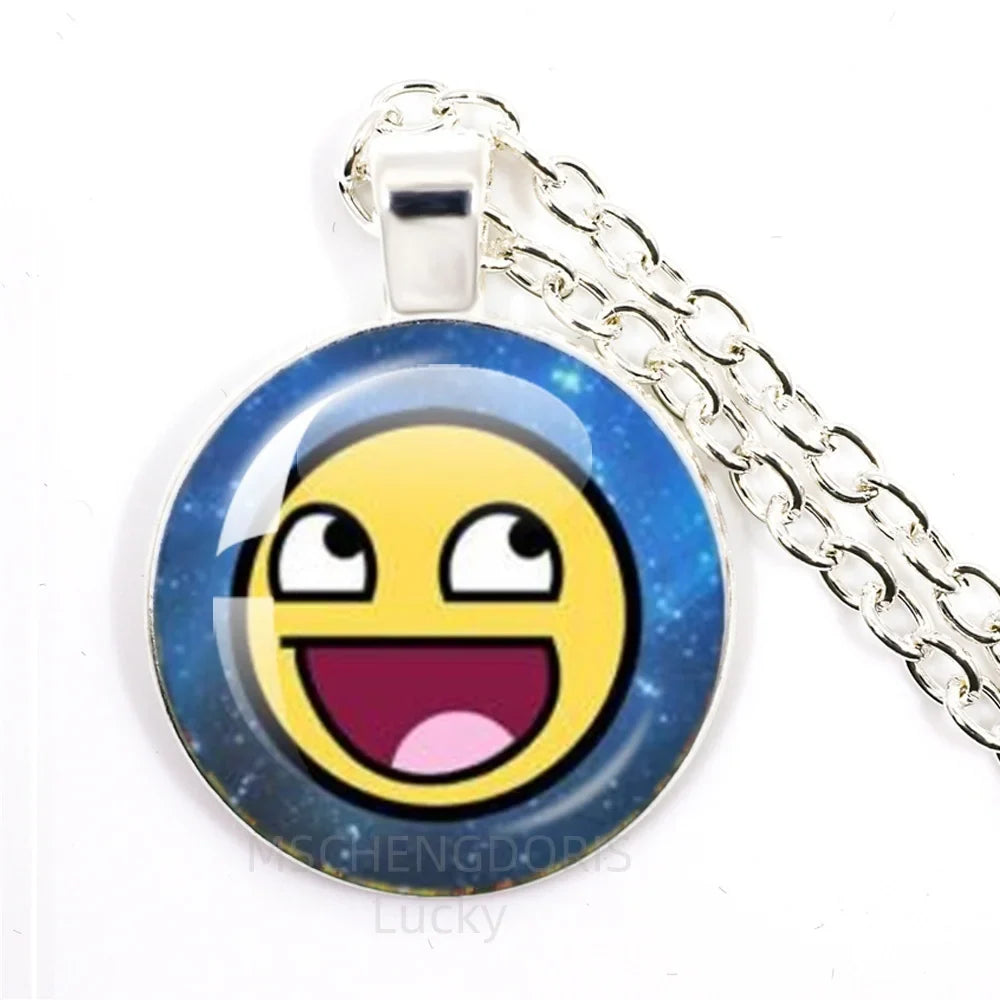 Funny Meme Cartoon Glass Pendant Necklace | Unisex Party Jewelry Gift