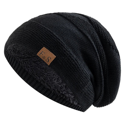 Unisex Slouchy Fur-Lined Winter Beanie Warm Knit Hat for Men & Women