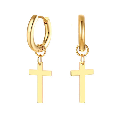 Stainless Steel Cross Earrings for Men | Religious Stud Earrings