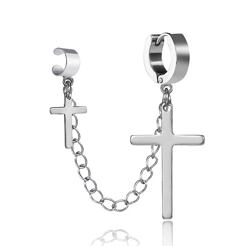 Punk Tassel Clip Earrings | Unisex Hip Hop Chain Hoop Ear Cuffs