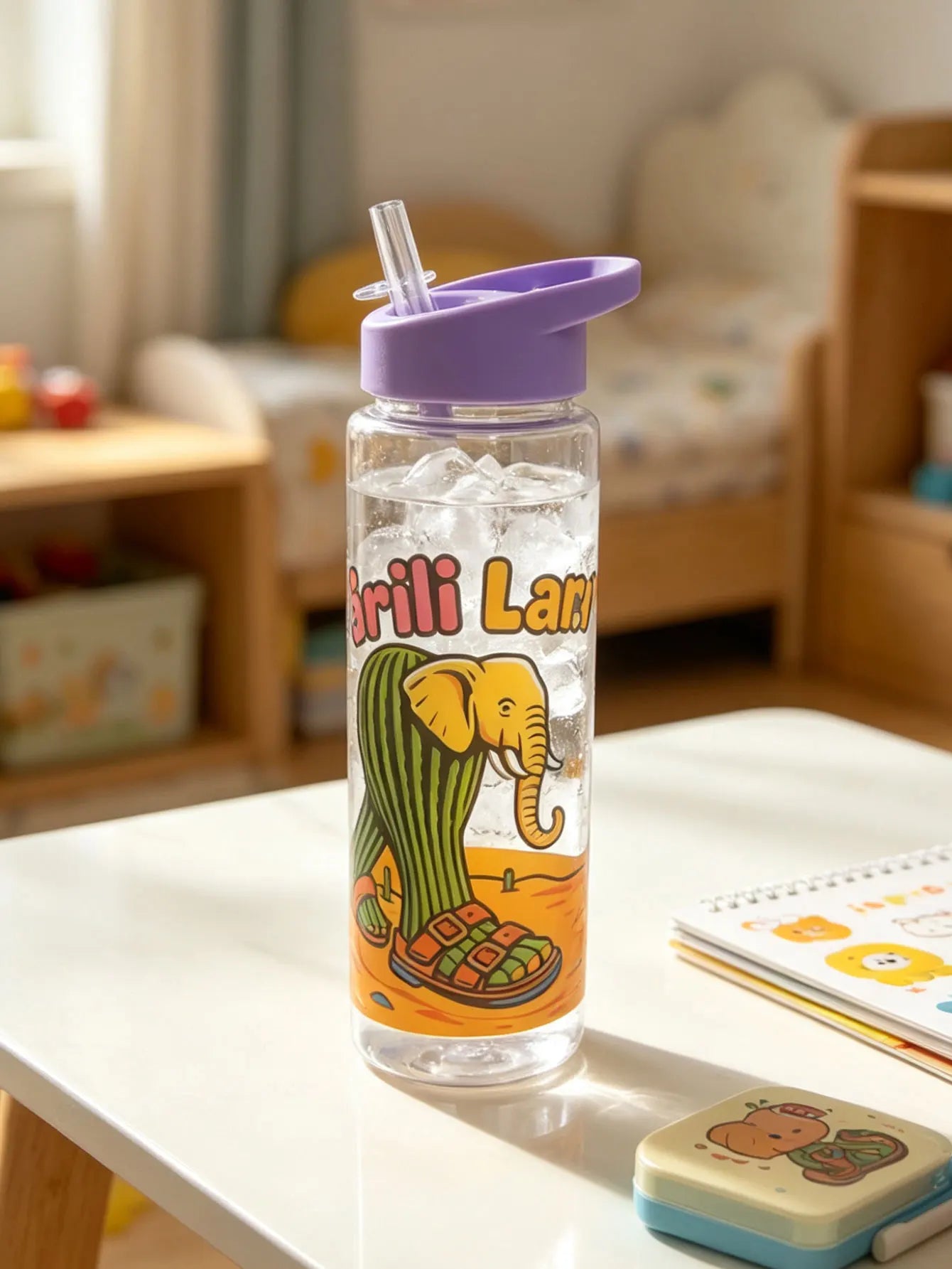 Cartoon Printed Straw Cup | 750ml BPA Free Summer Water Bottle