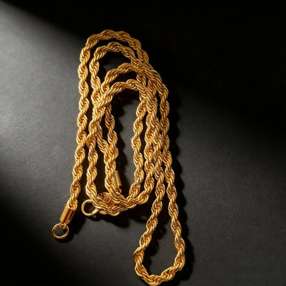 Andara 925 Sterling Silver 18K Gold Plated 4MM Twisted Rope Necklace | Unisex Fashion Chain