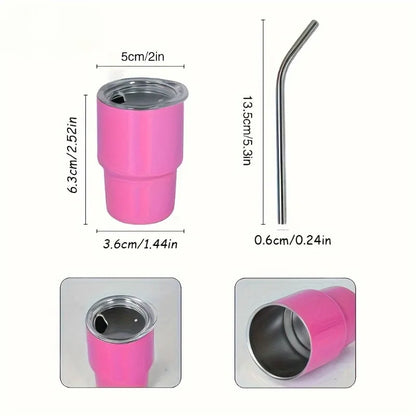 Durable Stainless Steel Mini Cup | Leak-Proof Travel Shot Glass with Straw
