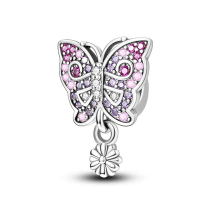100% 925 Sterling Silver Rainbow Zircon Butterfly Dragon Silicone Stopper Charms - Colorful Beads for DIY Bracelets, Customizable Jewelry for All Occasions
