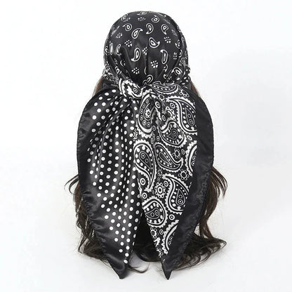 Satin Square Scarf – Elegant 2025 Print Hijab, Shawl & Hair Wrap