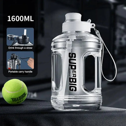Large Capacity Sports Water Bottle with Straw | Leakproof Plastic Drinking Bottle for Outdoor Travel and Gym