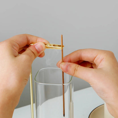 Glass Incense Holder Wooden Incense Holder for Sticks with Glass Ash Catcher Anti-Ash Flying Incense Burner for Yoga Home Decor