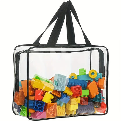 4pcs large toy storage bags multi-purpose zipper transparent PVC waterproof suitcase, suitable for building blocks