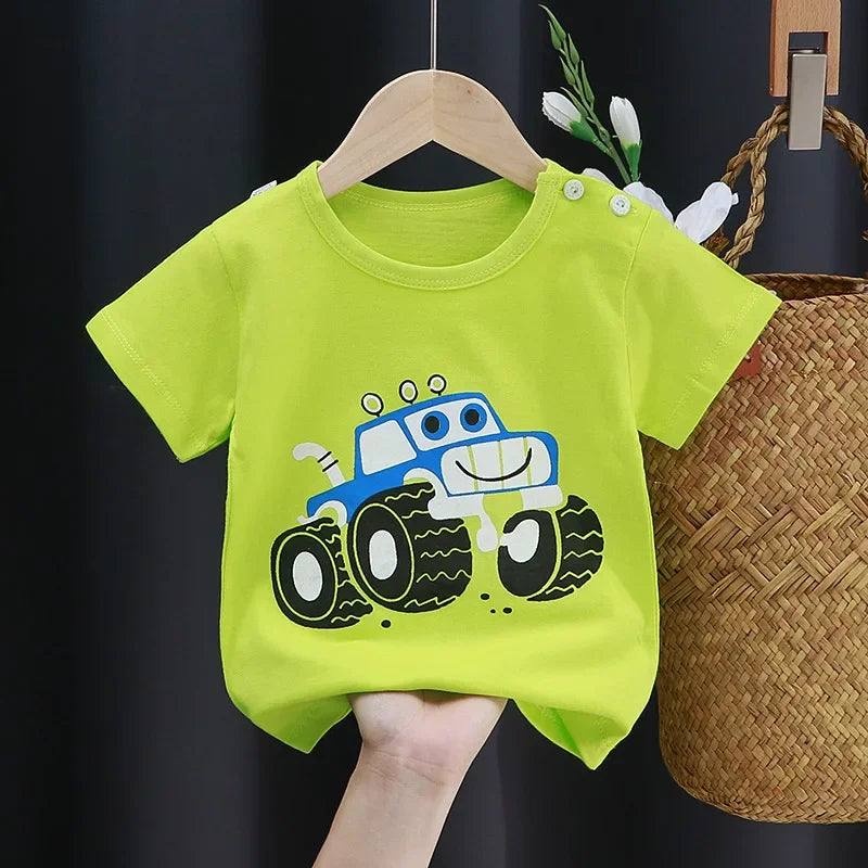 Kids Cartoon Cotton T-Shirt – Soft Summer Tee for Babies and Toddlers, Unisex Casual Top