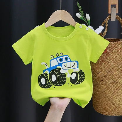 Kids Cartoon Cotton T-Shirt – Soft Summer Tee for Babies and Toddlers, Unisex Casual Top