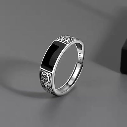 VENTFILLE 925 Sterling Silver Adjustable Rings | Vintage Hip Hop Couples Jewelry