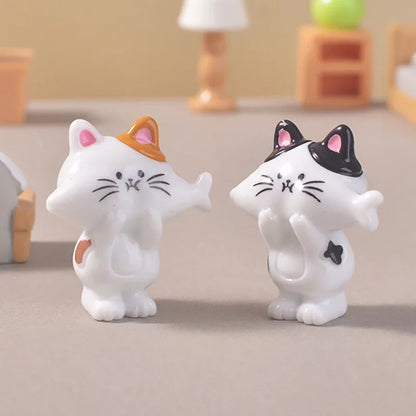 6/12/18Pcs Eating cat Miniature Figurine Ornament Desk Decoration Home Ornament Creative DIY Home Decoration Accessories Gifts