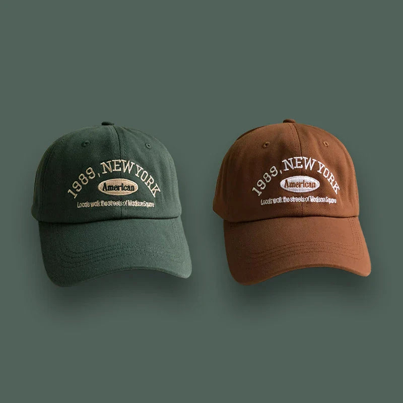Korean Retro Embroidered Letter Baseball Cap - Unisex Casual Sun Protection Hat