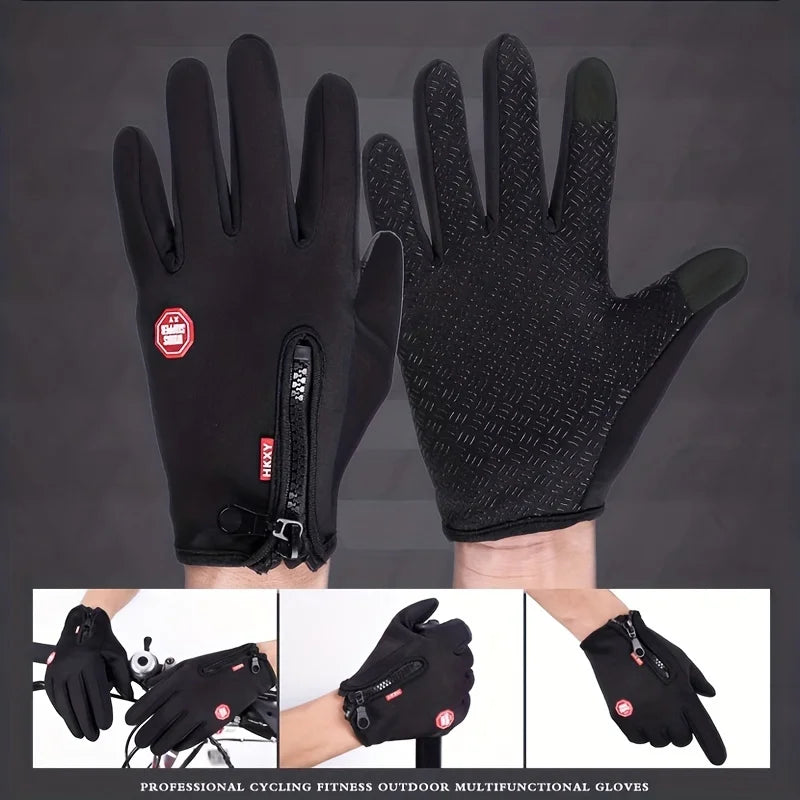Unisex Touchscreen Winter Gloves - Warm Windproof Non-Slip Gloves for Cycling, Driving & Motorcycle