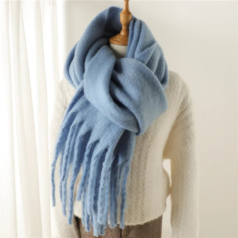 Women's Cashmere-Feel Long Tassel Scarf Shawl - Pashmina Blanket Wrap 94 in (240 cm) Thick Soft Winter Wrap