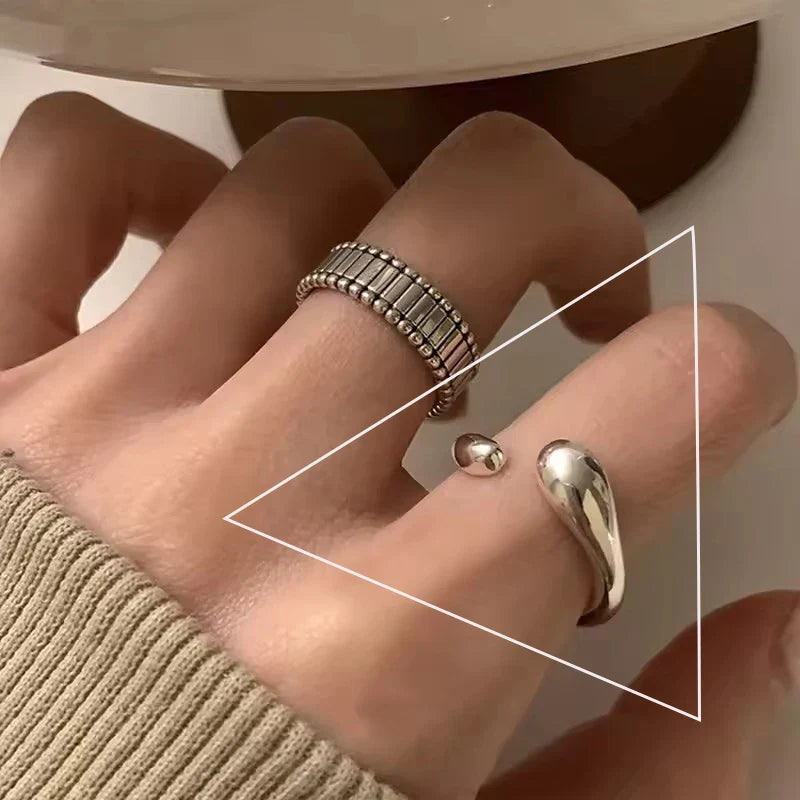 VENTFILLE 925 Sterling Silver Irregular Ring | Geometric Minimalist Jewelry for Women