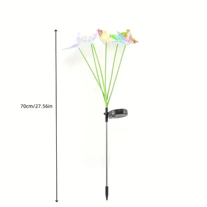 1PC 6-Head LED Solar Fiber Optic Butterfly Lights, 2 Modes Outdoor Idea Landscape Lighting For Garden,Pathways, Lawn, Patio,Yard