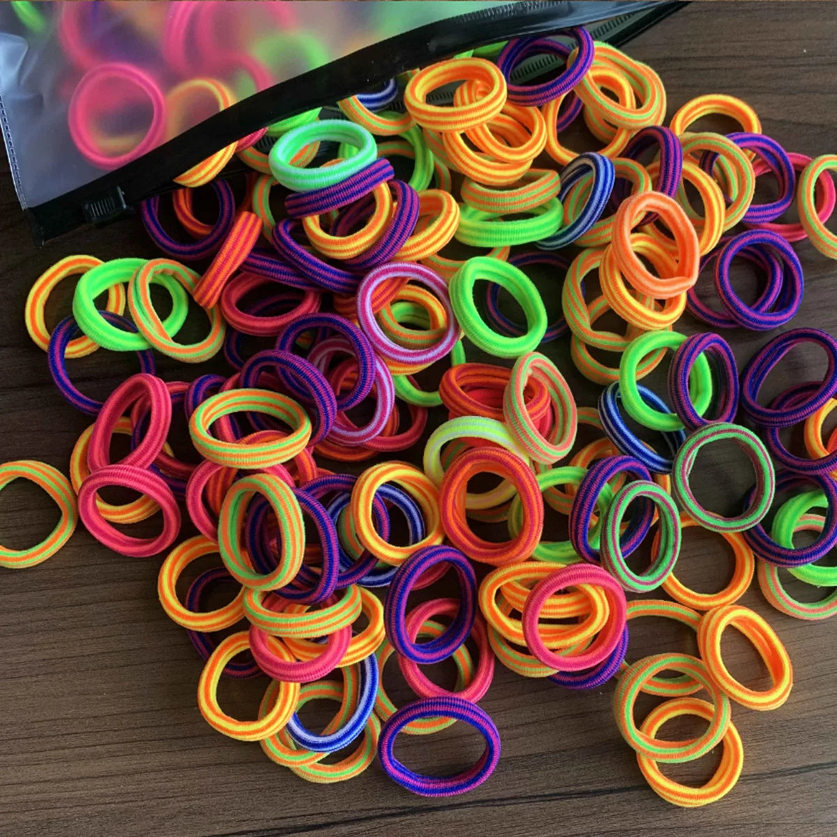 50/100-Pack Colorful Nylon Hair Bands for Kids - Elastic Scrunchie Hair Ties & Ponytail Holders for Girls