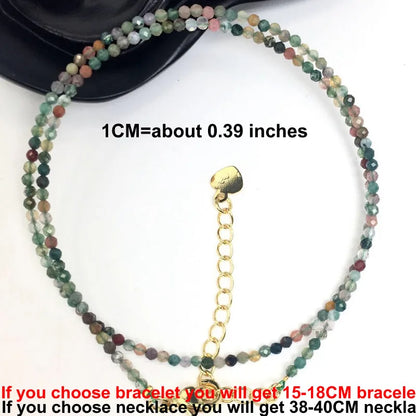 Faceted Gemstone Bead Choker Necklace and Bracelet Set | Natural Stone Jewelry for Men and Women