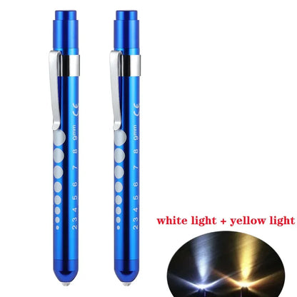 2Pcs Medical Pen Light Flashlight | LED Diagnostic Torch with Pupil Gauge for Doctors and Nurses
