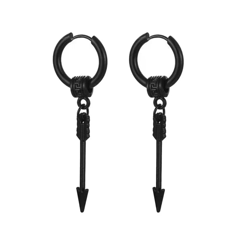 Vintage Punk Stainless Steel Stud Earrings for Men Women | 1 Pair Black Earrings Set