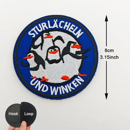 Cartoon Penguin Embroidered Velcro Patch | Tactical Applique for Clothes Bags Hats
