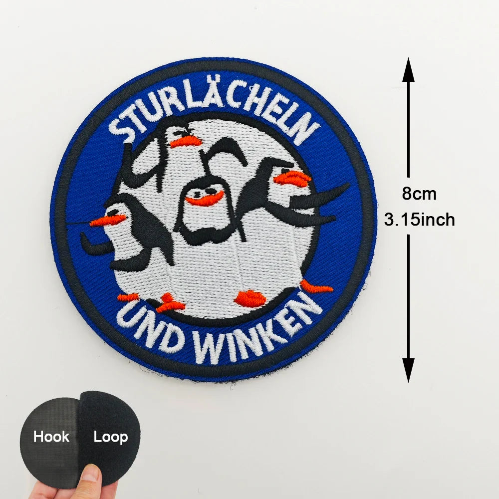 Cartoon Penguin Embroidered Velcro Patch | Cute Tactical Applique for Clothes, Bags, Hats