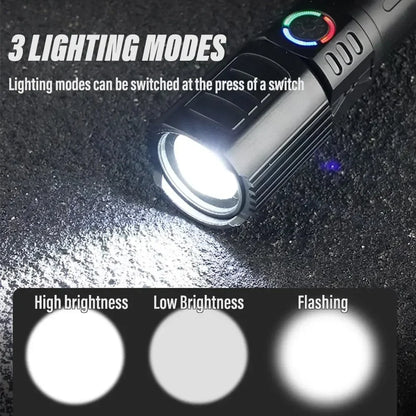 Super Bright LED Flashlight with P50 Beads | Zoomable Rechargeable Torch