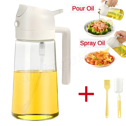 2 in 1 Oil Sprayer and Dispenser Bottle | Cooking Oil Spray Bottle for BBQ, Air Fryer, and Salad