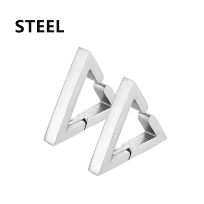 Gothic Hoop Earrings for Men and Women | Stainless Steel Clip-On Ear Cuffs