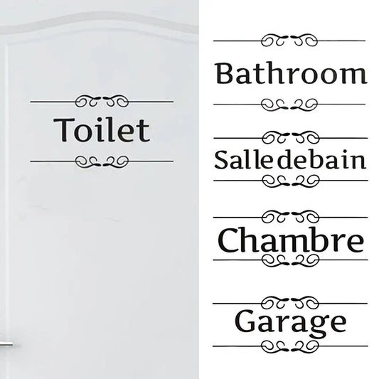 French Bathroom Toilet Sign Vinyl Sticker Decal | WC Entrance Sign Door Decal for France Home