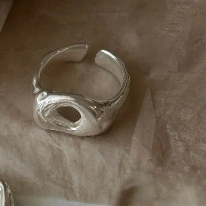 925 Sterling Silver Frosting Geometry Ring | Textured Wide Band for Women
