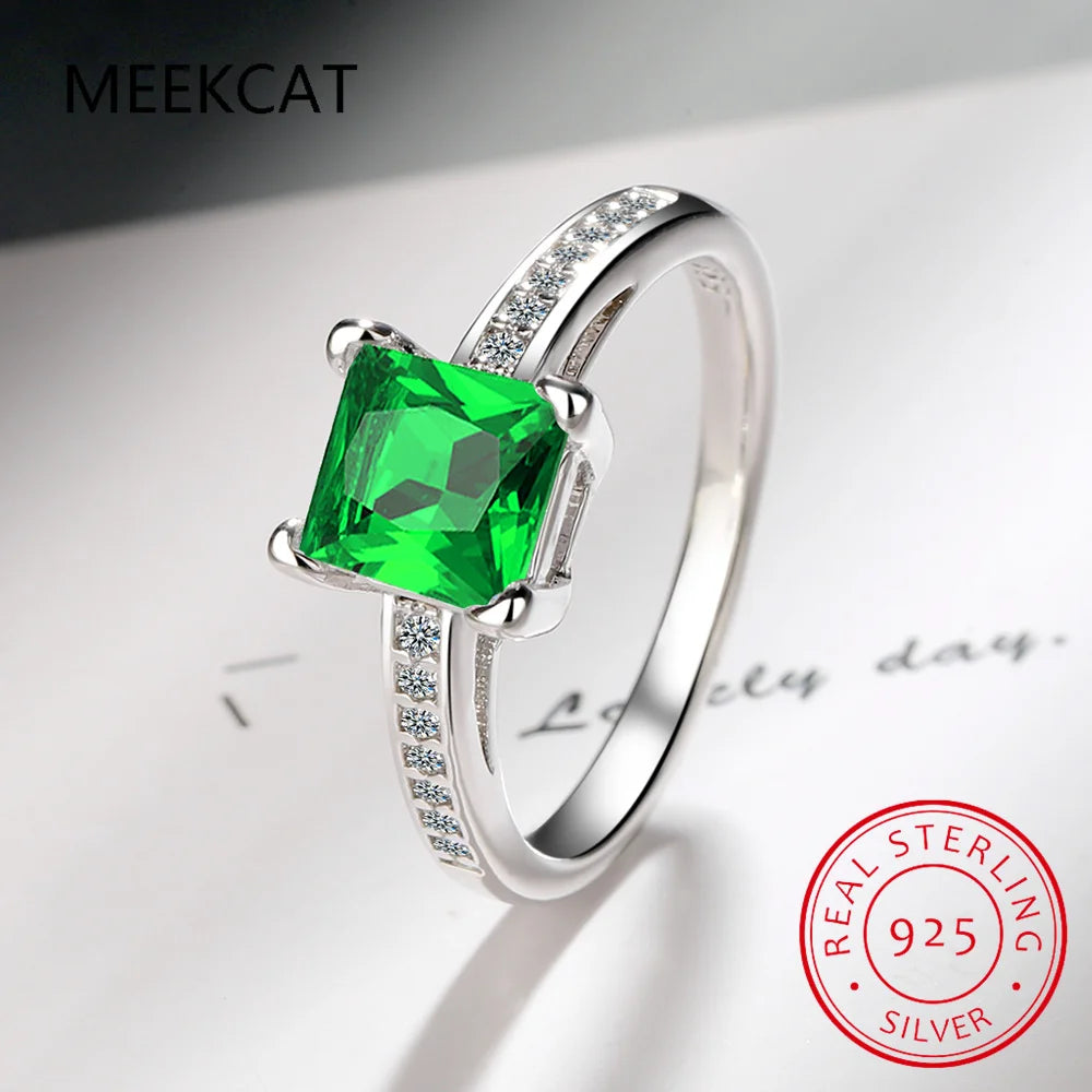 Princess Cut Moissanite Engagement Ring | 925 Sterling Silver Bridal Set