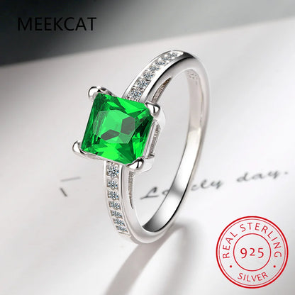 Princess Cut Moissanite Engagement Ring | 925 Sterling Silver Bridal Set