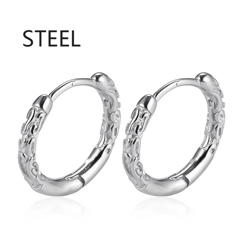 Cross Feather Stud Earrings Set | Unisex Stainless Steel Punk Jewelry