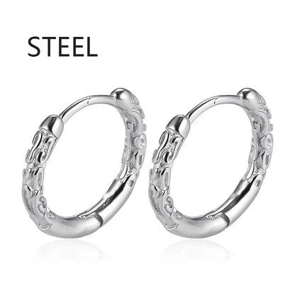 Cross Feather Stud Earrings Set | Unisex Stainless Steel Punk Jewelry