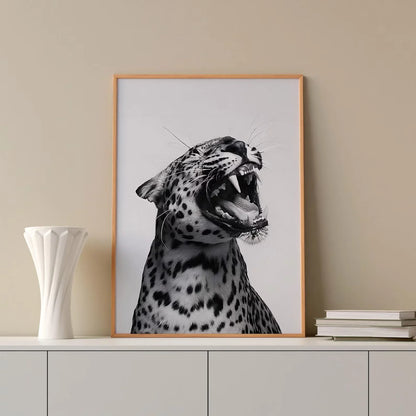 Fashion Stylish Wall Art Print - Trendy Leopard Roar Print - Black and White - Home Decor - Printable Wall Art Digital Download