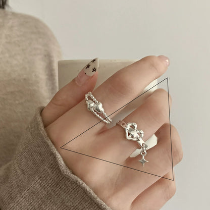VENTFILLE 925 Sterling Silver Flower Lace Ring | Korean Fashion Adjustable CZ Ring